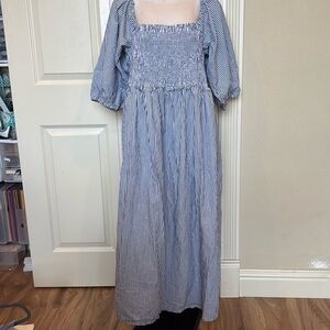 Striped Blue Midi Dress